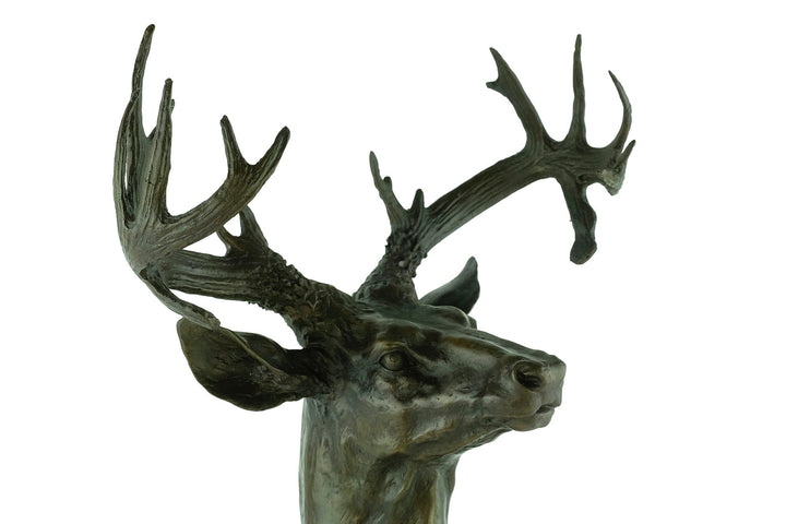 Large Bronze Deer Head Sculpture Hunting Decoration Animal Art Statue Bronze Deer Sculpture Deer Head Statue Bronze Wildlife Sculpture