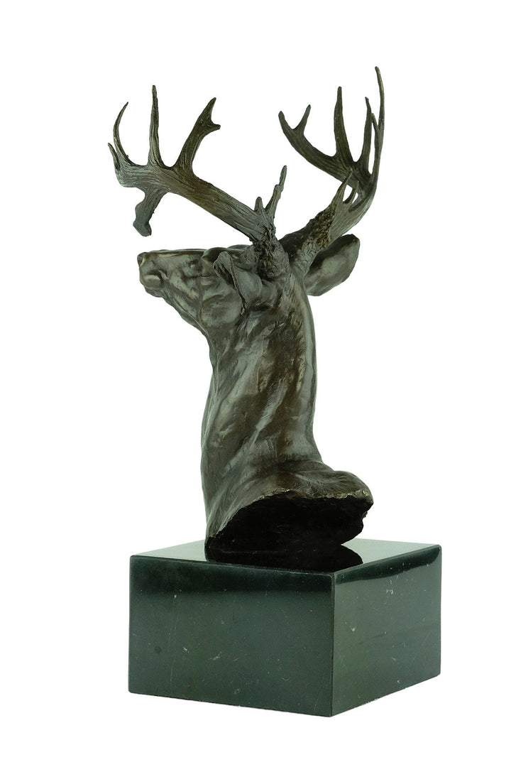 Large Bronze Deer Head Sculpture Hunting Decoration Animal Art Statue Bronze Deer Sculpture Deer Head Statue Bronze Wildlife Sculpture