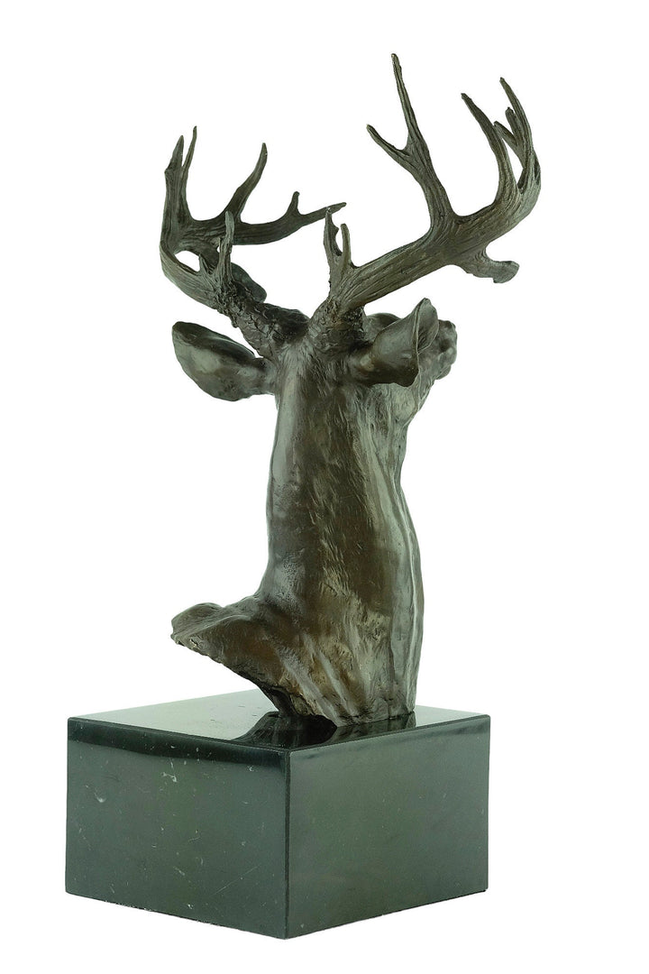 Large Bronze Deer Head Sculpture Hunting Decoration Animal Art Statue Bronze Deer Sculpture Deer Head Statue Bronze Wildlife Sculpture