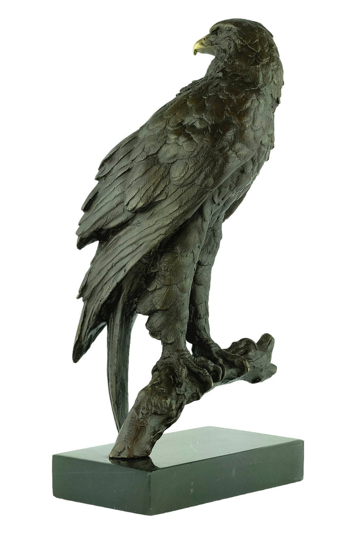 Bronze Eagle on Branch Sculpture Animal Art Figurine Bronze Eagle Statue Bald Eagle Sculpture Hunting Decoration Eagle Lovers Gift Bird Art