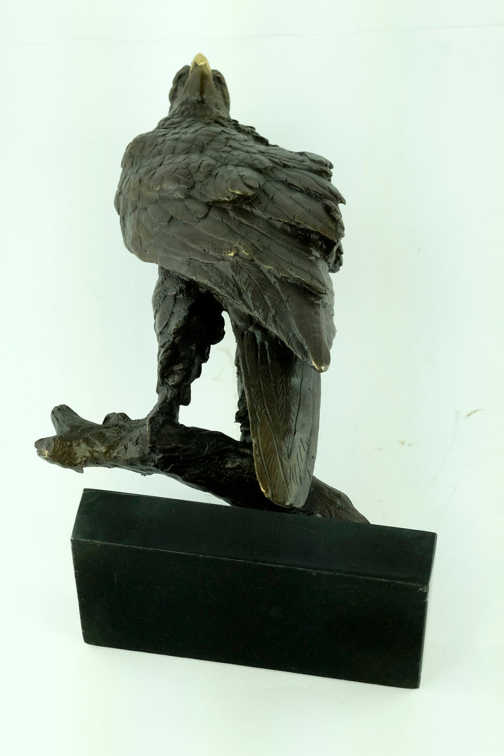 Bronze Eagle on Branch Sculpture Animal Art Figurine Bronze Eagle Statue Bald Eagle Sculpture Hunting Decoration Eagle Lovers Gift Bird Art