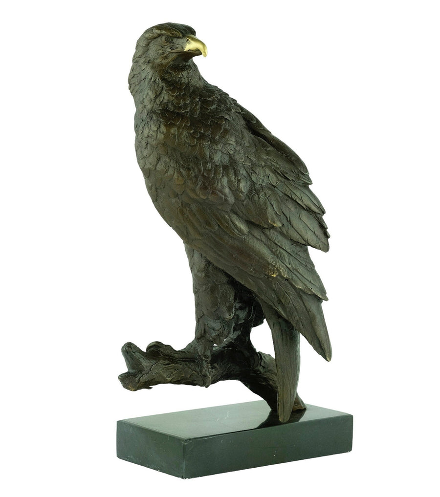 Bronze Eagle on Branch Sculpture Animal Art Figurine Bronze Eagle Statue Bald Eagle Sculpture Hunting Decoration Eagle Lovers Gift Bird Art