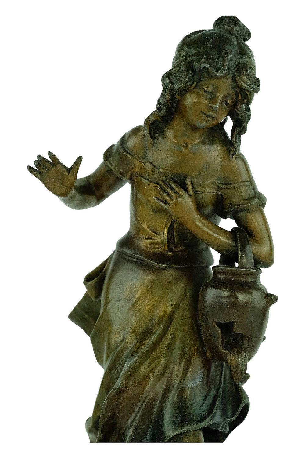 Antique Spelter Sculpture of a Girl with a Broken Jug by Francois Moreau Classic Statue French Antiques Moreau Sculpture Antique Art Statue