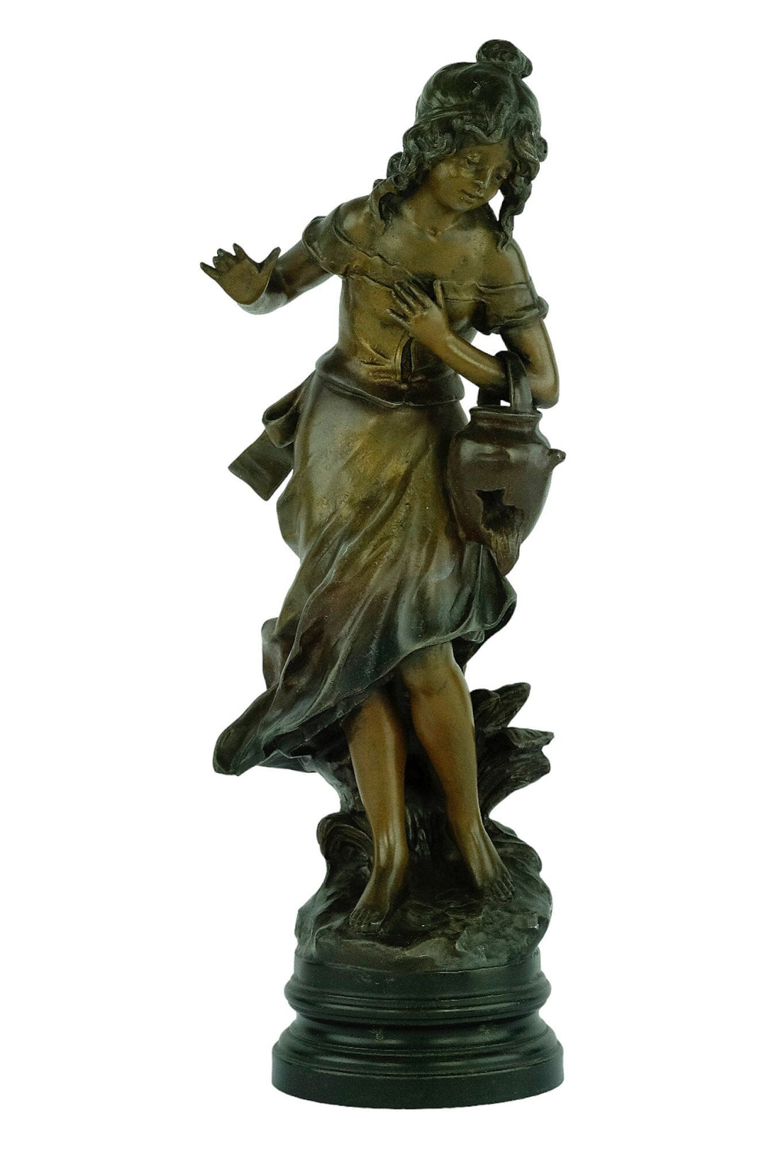 Antique Spelter Sculpture of a Girl with a Broken Jug by Francois Moreau Classic Statue French Antiques Moreau Sculpture Antique Art Statue
