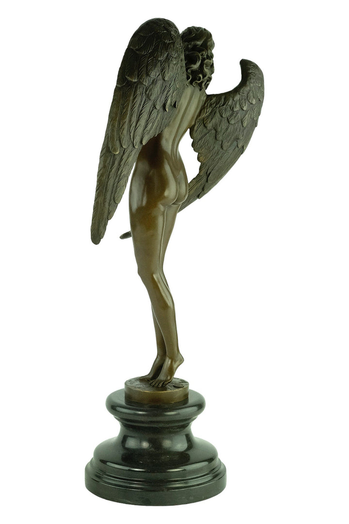 Large Bronze Winged Female Sculpture signed Pierre Collinet Bronze Winged Angel Statue Bronze Female Sculpture Large Bronze Mythology Statue