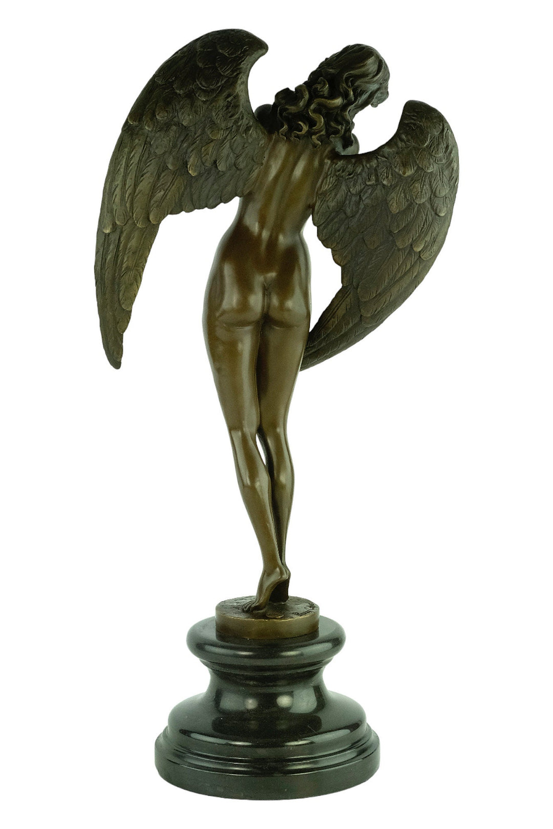 Large Bronze Winged Female Sculpture signed Pierre Collinet Bronze Winged Angel Statue Bronze Female Sculpture Large Bronze Mythology Statue
