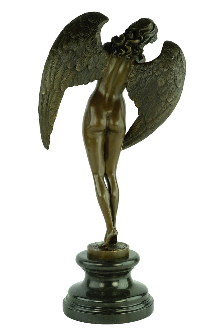 Large Bronze Winged Female Sculpture signed Pierre Collinet Bronze Winged Angel Statue Bronze Female Sculpture Large Bronze Mythology Statue