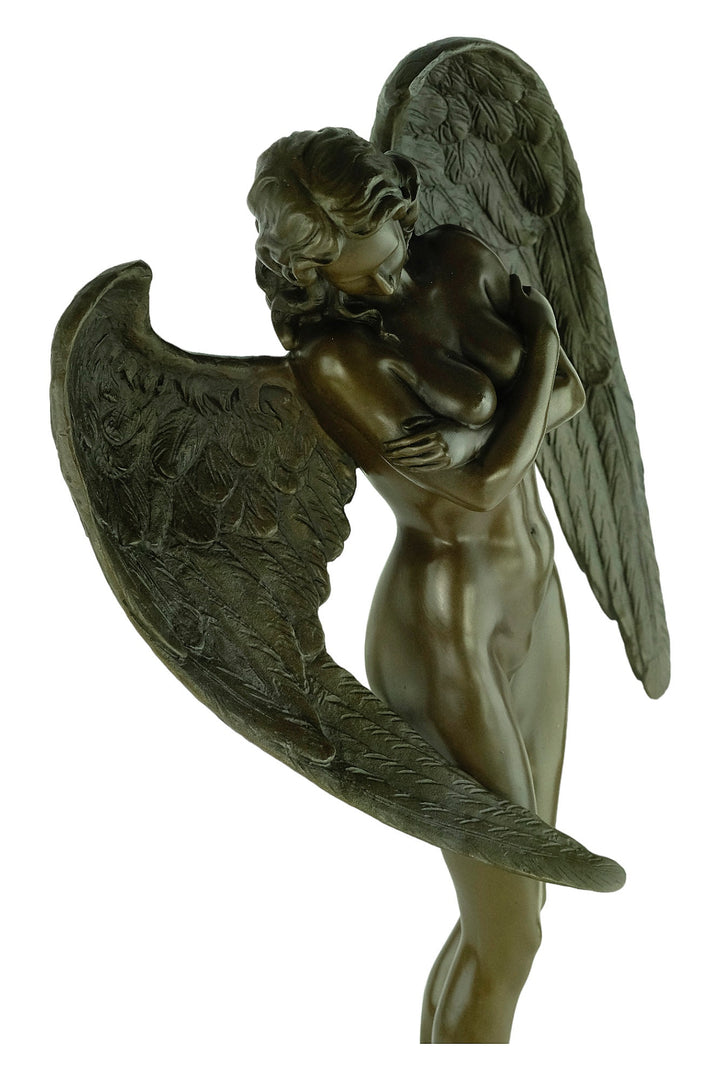 Large Bronze Winged Female Sculpture signed Pierre Collinet Bronze Winged Angel Statue Bronze Female Sculpture Large Bronze Mythology Statue