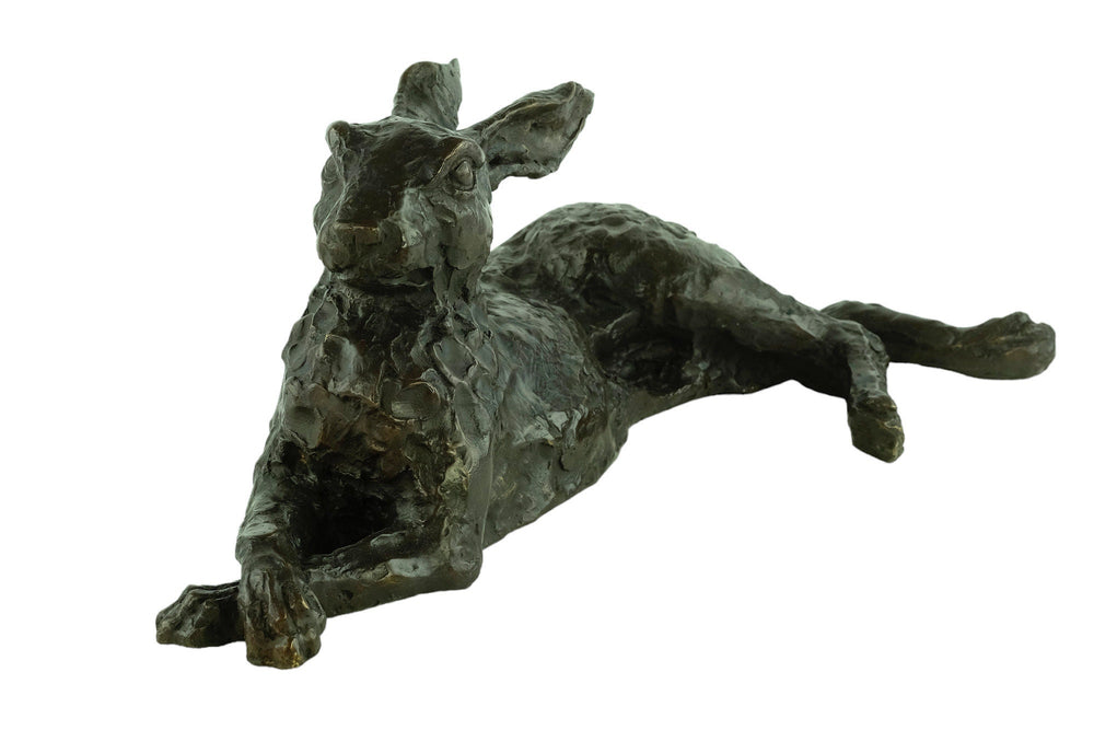Large Bronze Hare Sculpture Reclining Hare Statue Hunting Decoration Bronze Hare Statue Animal Art Statue Large Hunting Sculpture Lying Hare