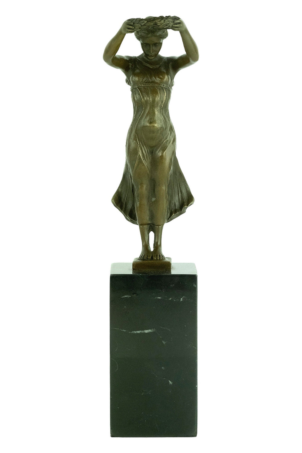 Bronze Sculpture of Gelle Fra the Golden Lady by Klaus Cito Bronze Female Statue Luxembourg Female with Wreath Sculpture Gelle Fra Monument