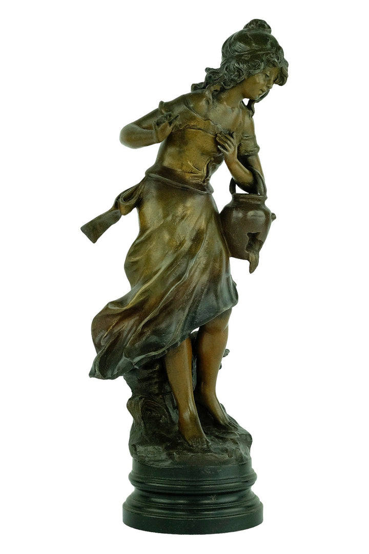 Antique Spelter Sculpture of a Girl with a Broken Jug by Francois Moreau Classic Statue French Antiques Moreau Sculpture Antique Art Statue