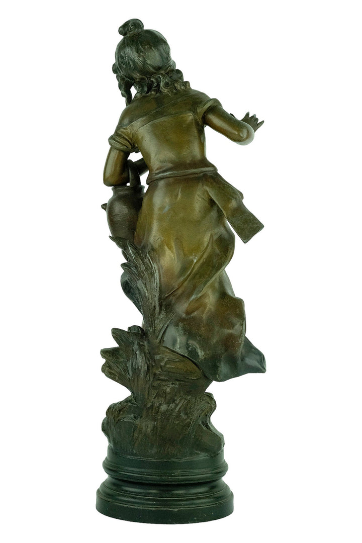 Antique Spelter Sculpture of a Girl with a Broken Jug by Francois Moreau Classic Statue French Antiques Moreau Sculpture Antique Art Statue