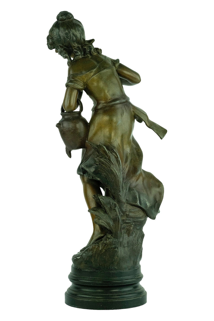 Antique Spelter Sculpture of a Girl with a Broken Jug by Francois Moreau Classic Statue French Antiques Moreau Sculpture Antique Art Statue