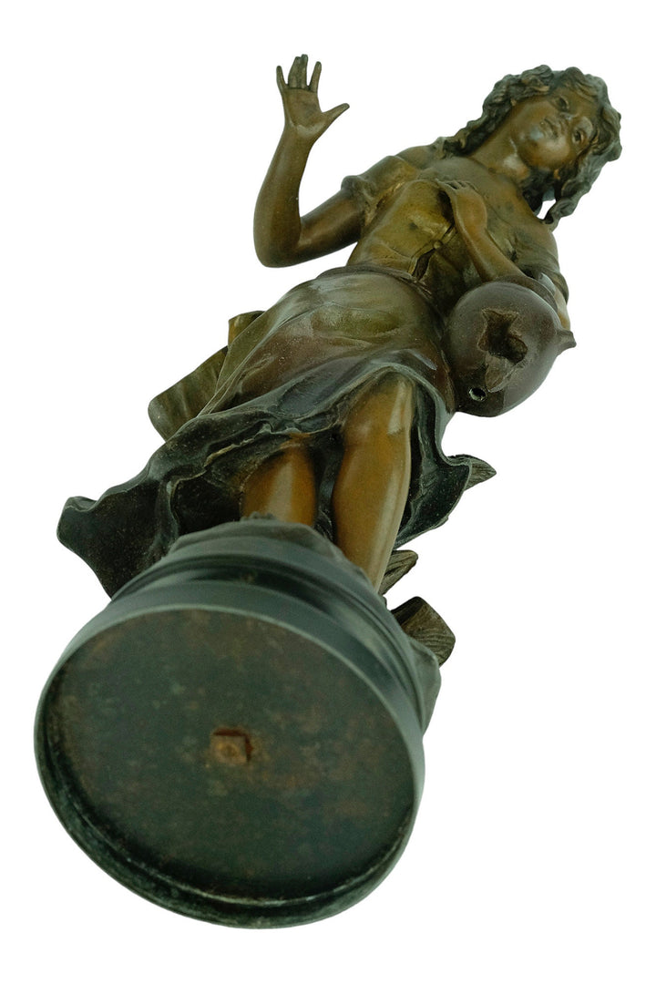 Antique Spelter Sculpture of a Girl with a Broken Jug by Francois Moreau Classic Statue French Antiques Moreau Sculpture Antique Art Statue