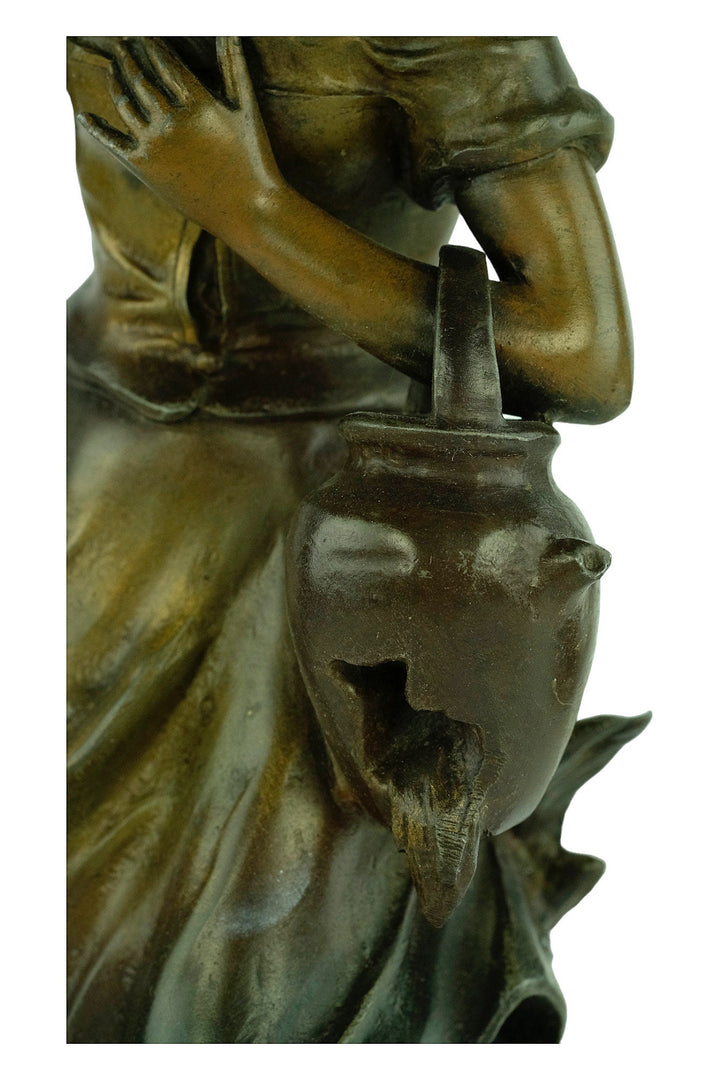 Antique Spelter Sculpture of a Girl with a Broken Jug by Francois Moreau Classic Statue French Antiques Moreau Sculpture Antique Art Statue