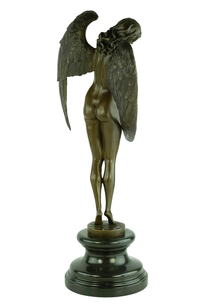 Large Bronze Winged Female Sculpture signed Pierre Collinet Bronze Winged Angel Statue Bronze Female Sculpture Large Bronze Mythology Statue