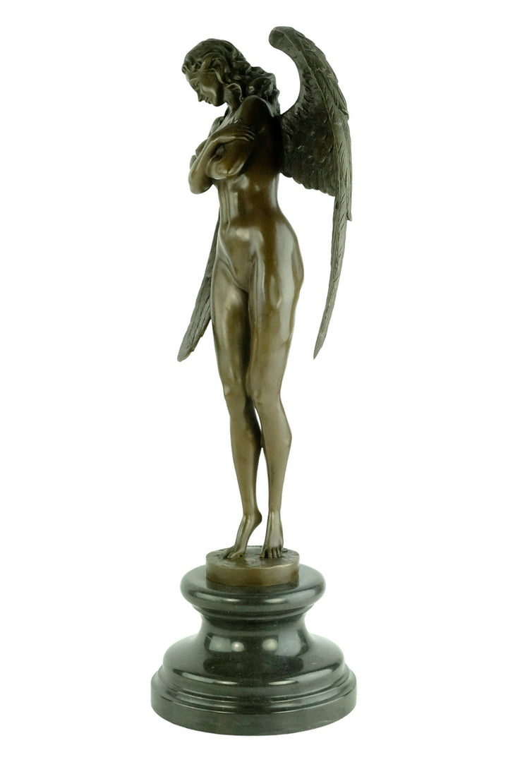 Large Bronze Winged Female Sculpture signed Pierre Collinet Bronze Winged Angel Statue Bronze Female Sculpture Large Bronze Mythology Statue