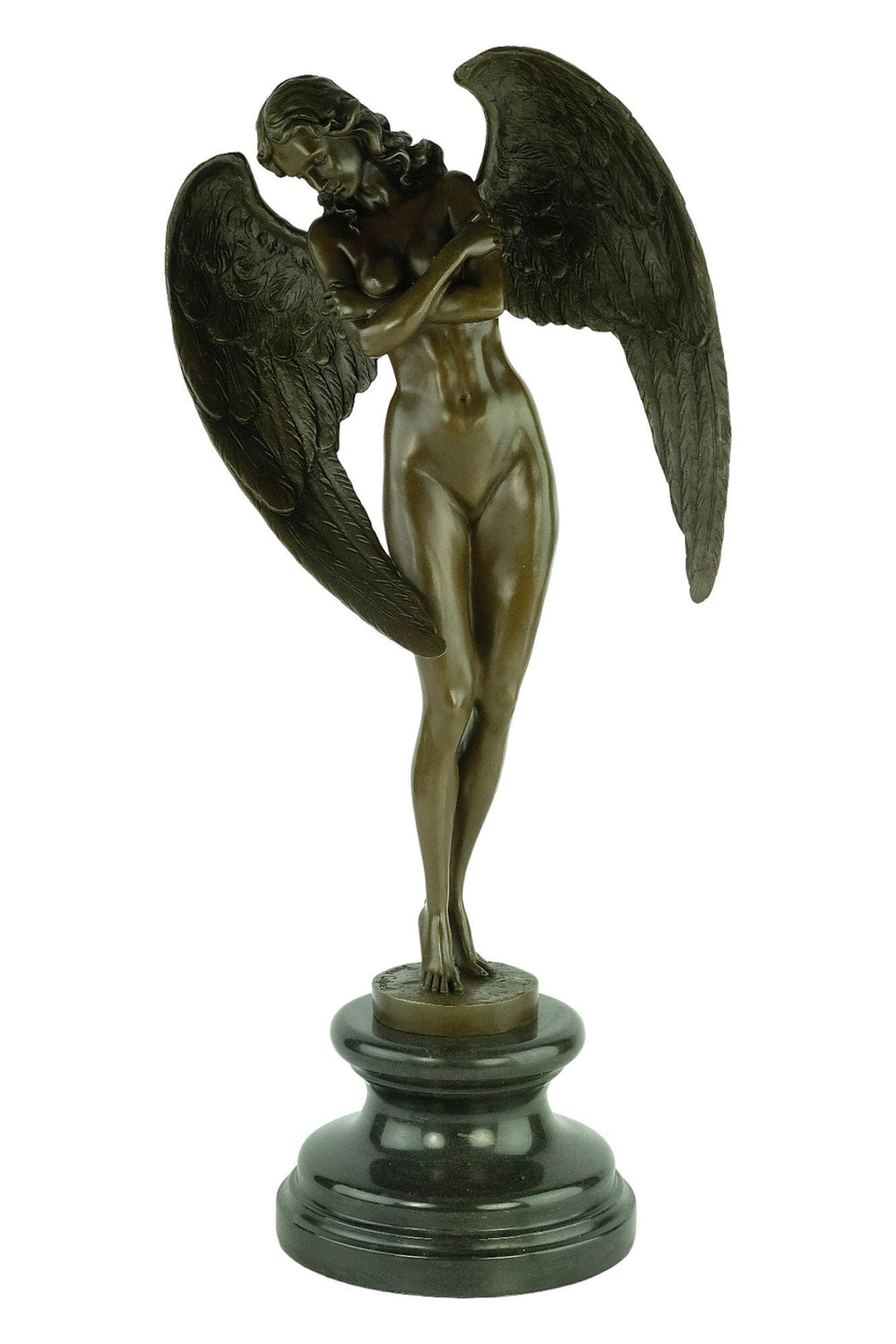 Large Bronze Winged Female Sculpture signed Pierre Collinet Bronze Winged Angel Statue Bronze Female Sculpture Large Bronze Mythology Statue