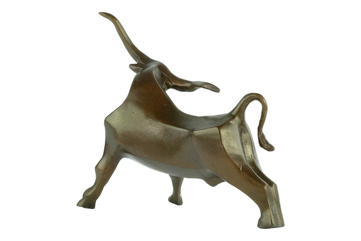 Bronze Long Horned Bull Sculpture in Art Deco style Bronze Texas Longhorn Statue Animal Art Figurine Bronze Bull Sculpture Bull Lovers Gift