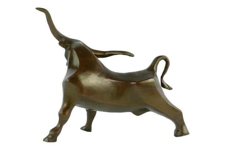 Bronze Long Horned Bull Sculpture in Art Deco style Bronze Texas Longhorn Statue Animal Art Figurine Bronze Bull Sculpture Bull Lovers Gift
