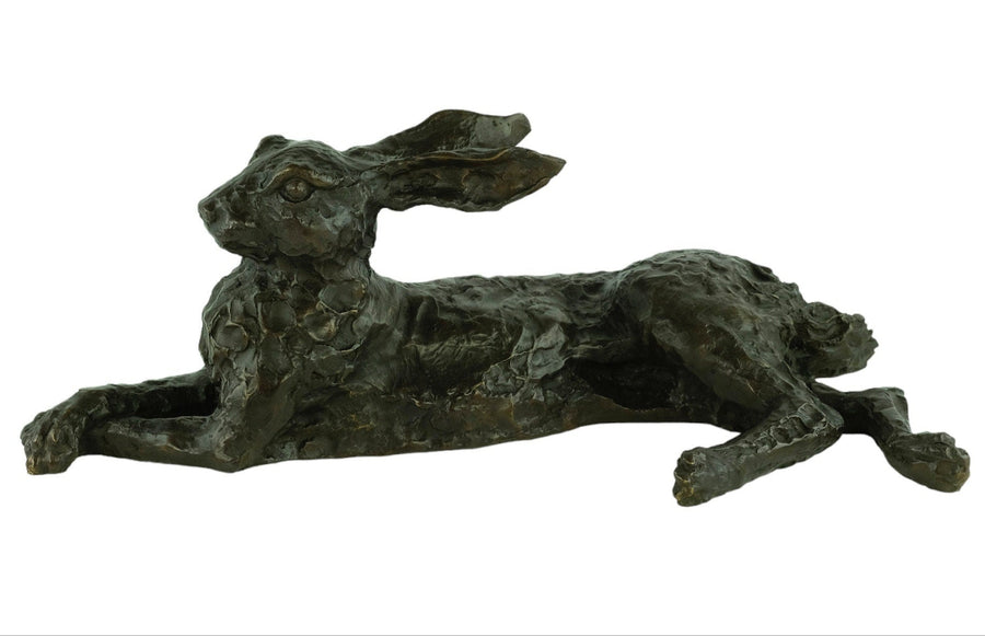 Large Bronze Hare Sculpture Reclining Hare Statue Hunting Decoration Bronze Hare Statue Animal Art Statue Large Hunting Sculpture Lying Hare