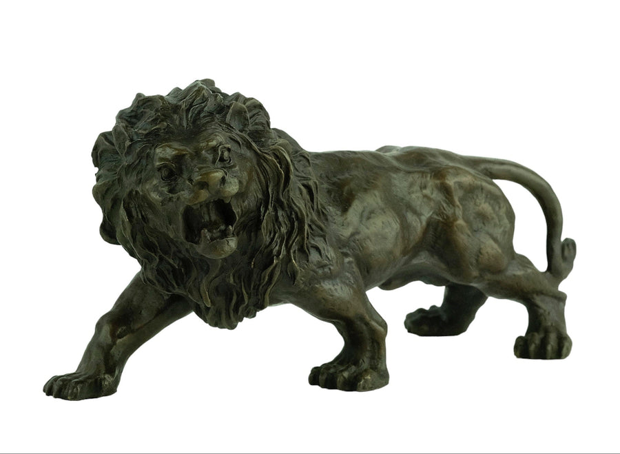 Bronze Roaring Lion Sculpture Bronze Wildlife Sculpture Bronze Lion Statue Walking Lion Sculpture Growling Lion Art Lion Decoration Valton