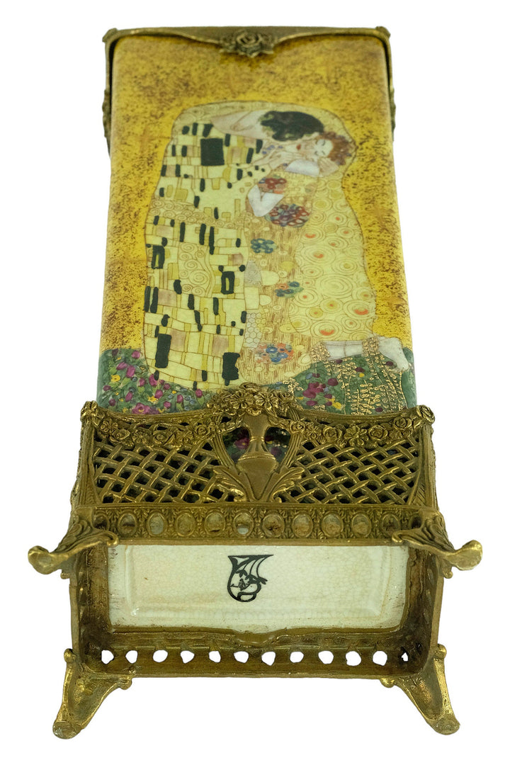 Bronze Mounted Porcelain Vase with Gustav Klimt Decoration Modern Art Vase Gustav Klimt Art Vase Gustav Klimt Lovers Gift Contemporary Art