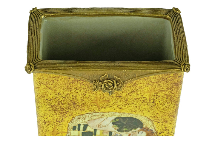 Bronze Mounted Porcelain Vase with Gustav Klimt Decoration Modern Art Vase Gustav Klimt Art Vase Gustav Klimt Lovers Gift Contemporary Art