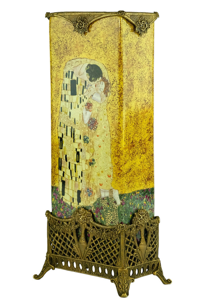 Bronze Mounted Porcelain Vase with Gustav Klimt Decoration Modern Art Vase Gustav Klimt Art Vase Gustav Klimt Lovers Gift Contemporary Art