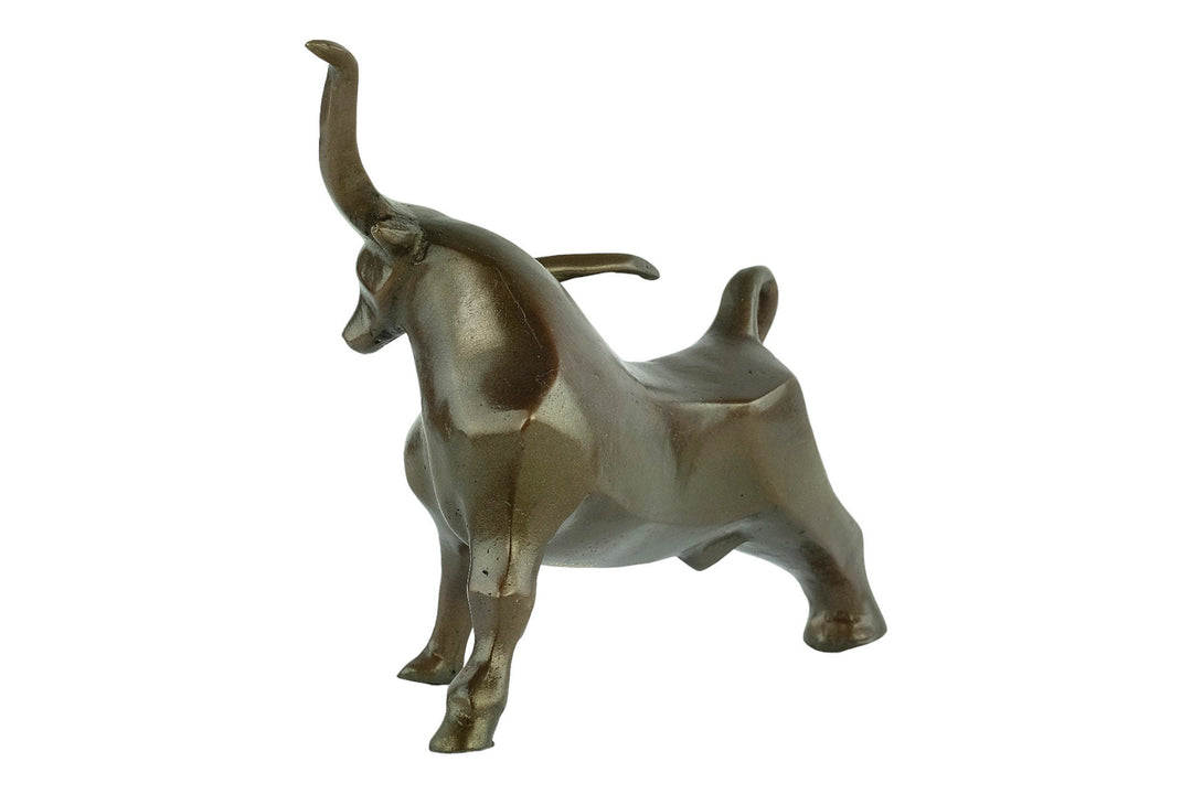 Bronze Long Horned Bull Sculpture in Art Deco style Bronze Texas Longhorn Statue Animal Art Figurine Bronze Bull Sculpture Bull Lovers Gift