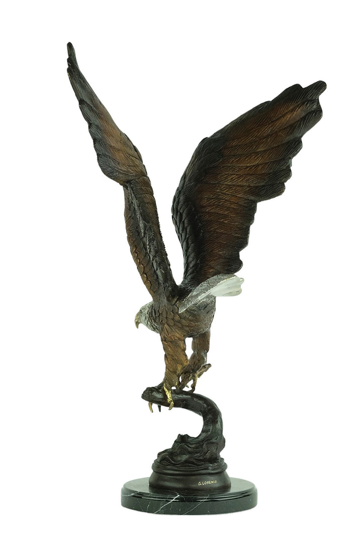 Bronze Sculpture of a Fishing Eagle Wildlife Sculpture Hunting Decoration Bronze Eagle Statue Eagle Lovers Gift American Eagle Sculpture
