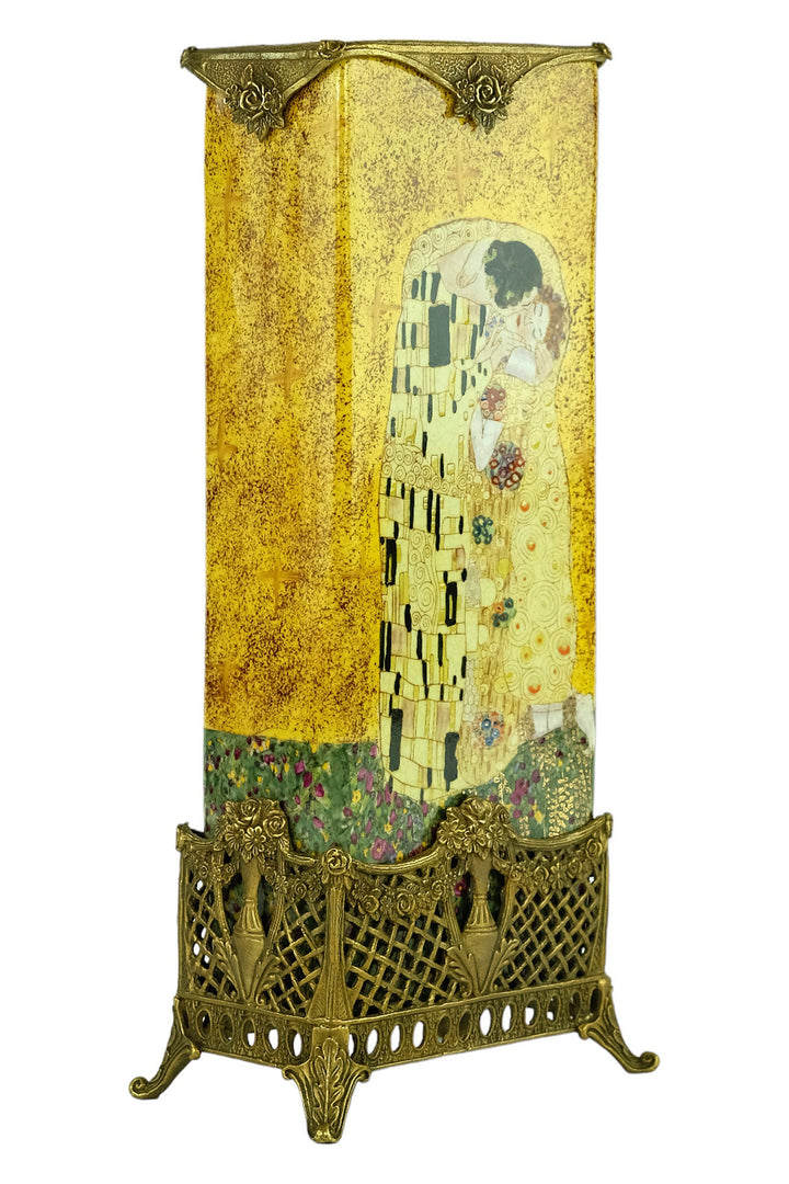 Bronze Mounted Porcelain Vase with Gustav Klimt Decoration Modern Art Vase Gustav Klimt Art Vase Gustav Klimt Lovers Gift Contemporary Art