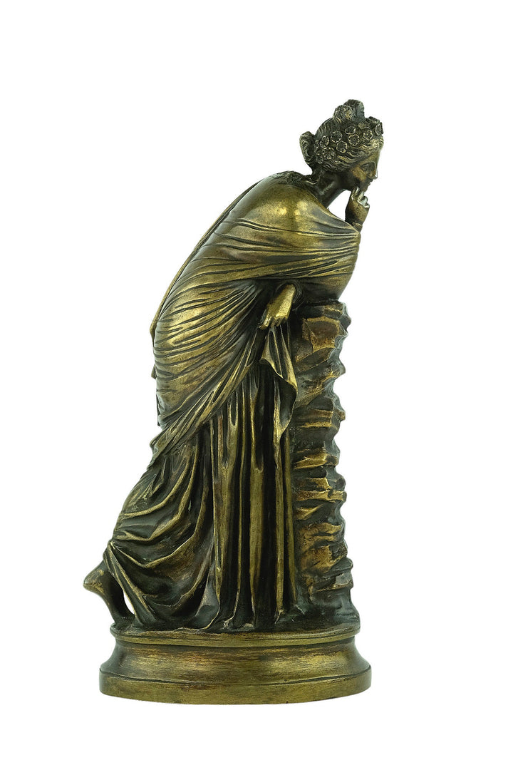 Antique Bronze Sculpture of Polyhymnia Daughter of Zeus Bronze Mythology Statue Antique French Sculpture Bronze Female Statue Mythology Art