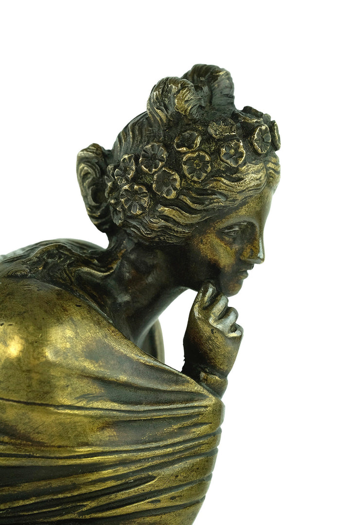 Antique Bronze Sculpture of Polyhymnia Daughter of Zeus Bronze Mythology Statue Antique French Sculpture Bronze Female Statue Mythology Art