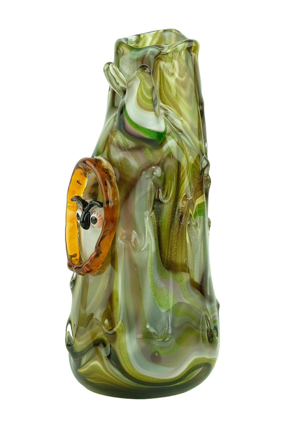 Glass Vase as Tree Trunk with Owl Inside in Murano Style Glass Design Vase Owl Lovers Gift Owl Decoration Unique Vase Decorative Vase Owls