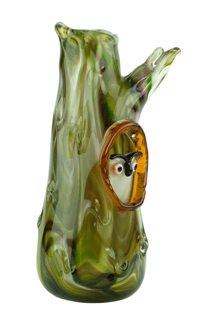 Glass Vase as Tree Trunk with Owl Inside in Murano Style Glass Design Vase Owl Lovers Gift Owl Decoration Unique Vase Decorative Vase Owls