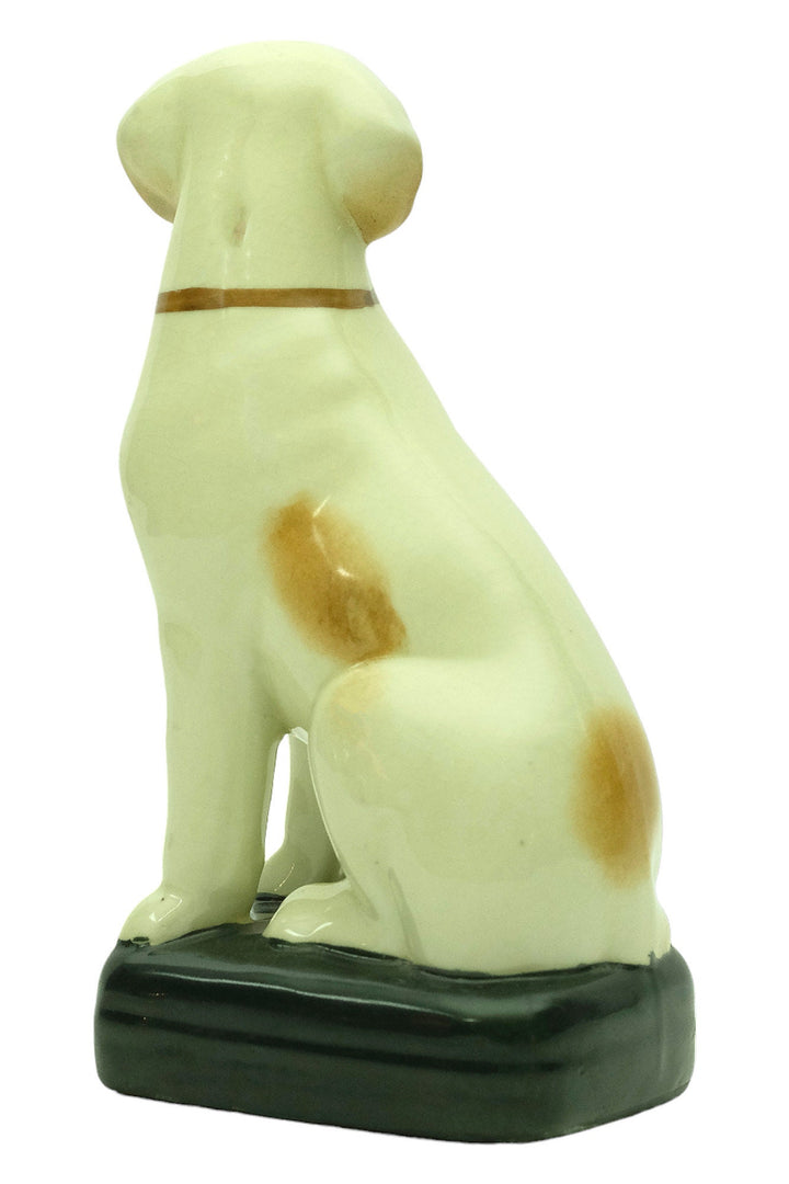 Porcelain Dog Sculpture with Japanese Stamp Sitting Nipper Dog Statue Dog Lovers Gift Dog Decoration Dog Art Figurine Sitting Dog Sculpture