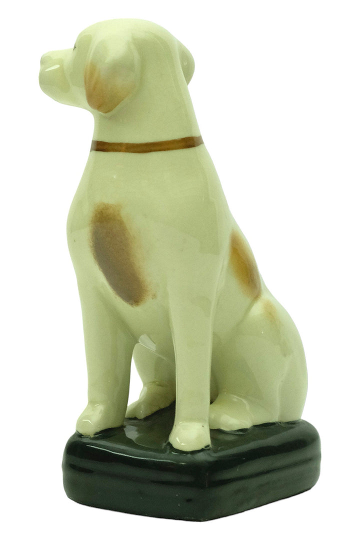 Porcelain Dog Sculpture with Japanese Stamp Sitting Nipper Dog Statue Dog Lovers Gift Dog Decoration Dog Art Figurine Sitting Dog Sculpture
