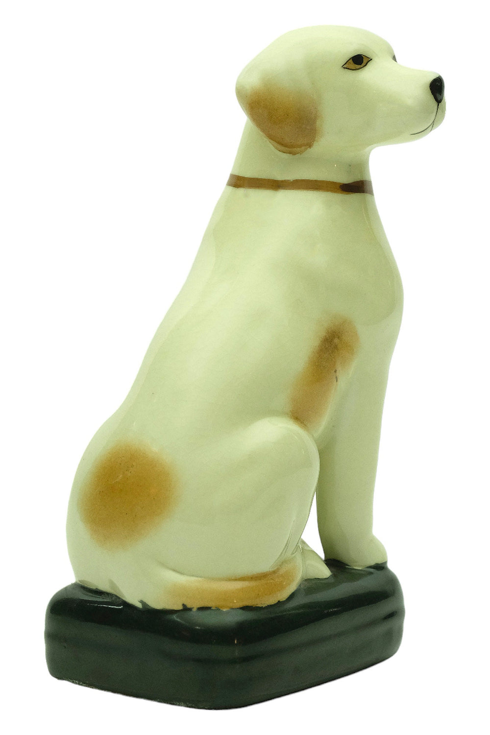 Porcelain Dog Sculpture with Japanese Stamp Sitting Nipper Dog Statue Dog Lovers Gift Dog Decoration Dog Art Figurine Sitting Dog Sculpture