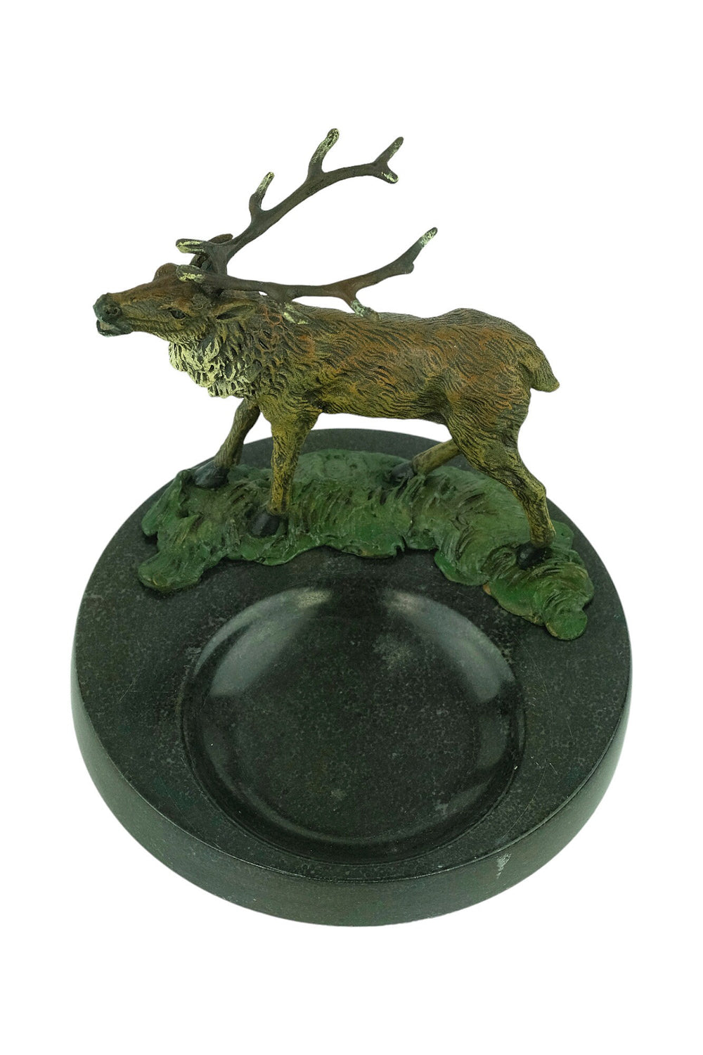 Marble Tray with Bronze Deer Sculpture Hunting Decoration Deer Lovers Gift Braying Stag Statue Hunting Sculpture Wildlife Collectable Stag