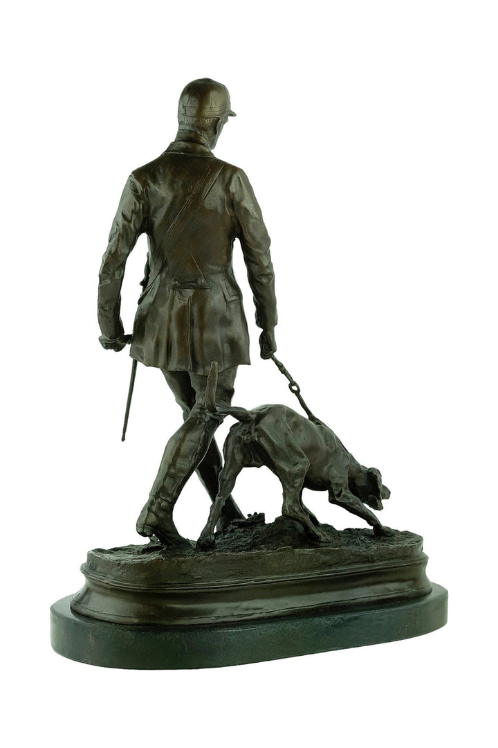 Large Bronze Sculpture of a Hunter with Hound Bronze Hunting Sculpture Valet with Hound Statue Bloodhound Sculpture Pierre Jules Mene Art