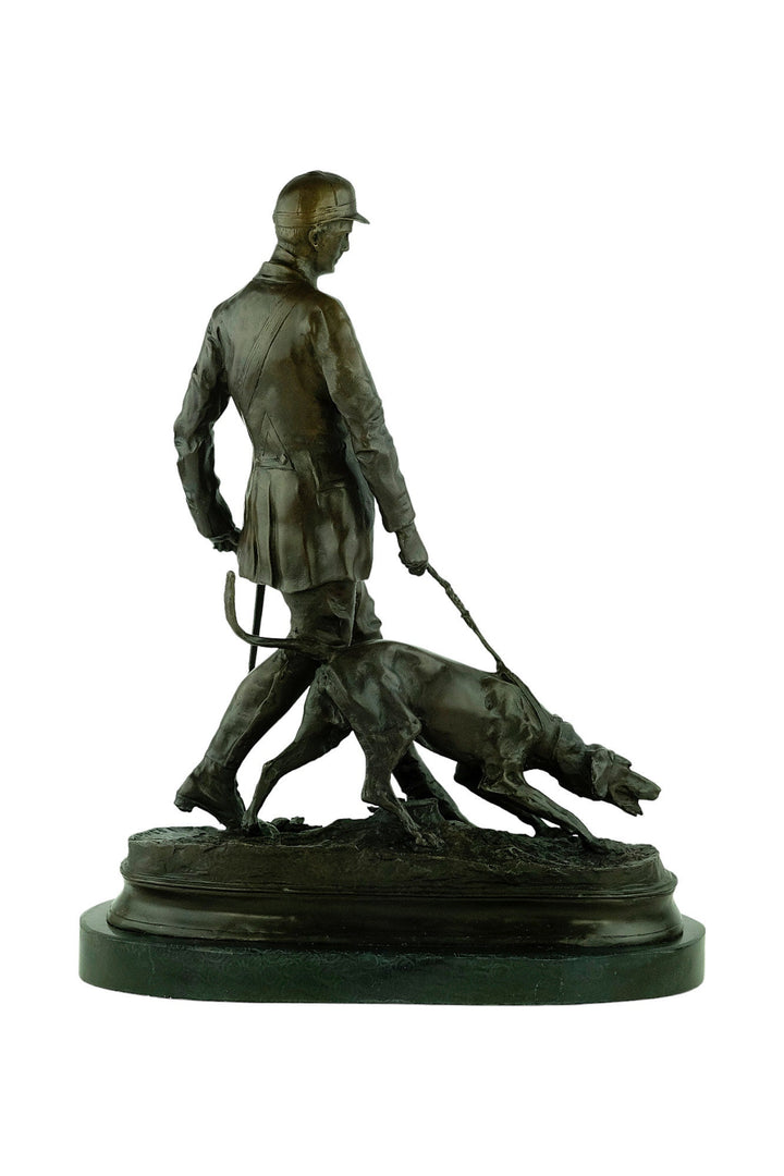 Large Bronze Sculpture of a Hunter with Hound Bronze Hunting Sculpture Valet with Hound Statue Bloodhound Sculpture Pierre Jules Mene Art
