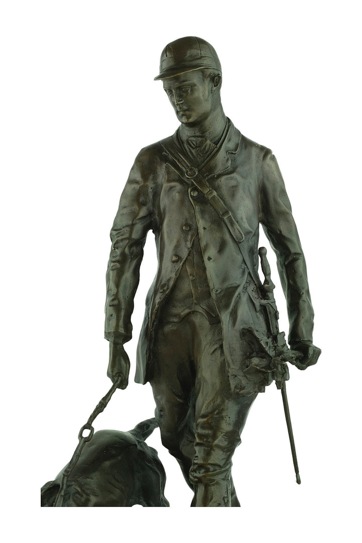 Large Bronze Sculpture of a Hunter with Hound Bronze Hunting Sculpture Valet with Hound Statue Bloodhound Sculpture Pierre Jules Mene Art