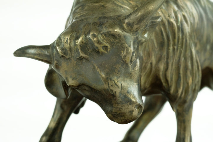 Nickel Plated Bronze Sculpture of a Bison on Wooden Plateau Bronze Bison Statue Art Deco Animal Sculpture Bronze Wildlife Sculpture Hunting