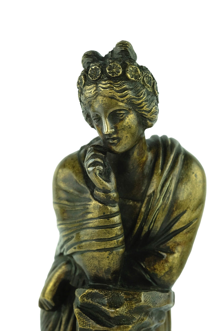 Antique Bronze Sculpture of Polyhymnia Daughter of Zeus Bronze Mythology Statue Antique French Sculpture Bronze Female Statue Mythology Art