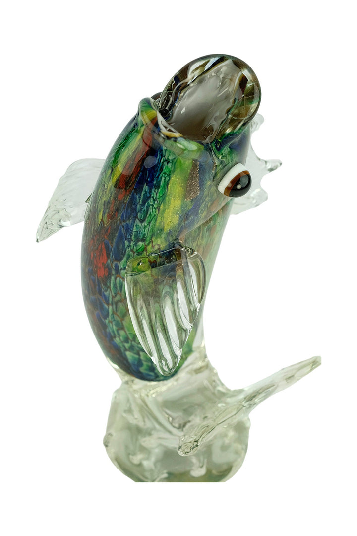 Glass Fish Sculpture in Murano Style Animal Art Figurine Fishing Lovers Gift Predator Fish Statue Fisher Gift Italian Design Sculpture