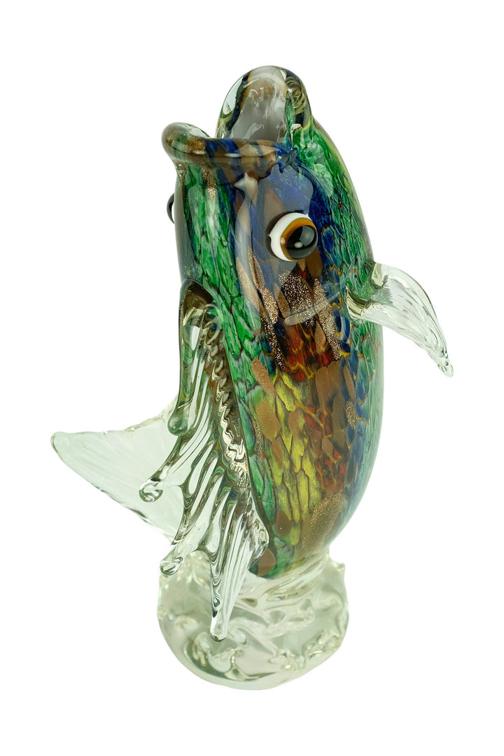 Glass Fish Sculpture in Murano Style Animal Art Figurine Fishing Lovers Gift Predator Fish Statue Fisher Gift Italian Design Sculpture