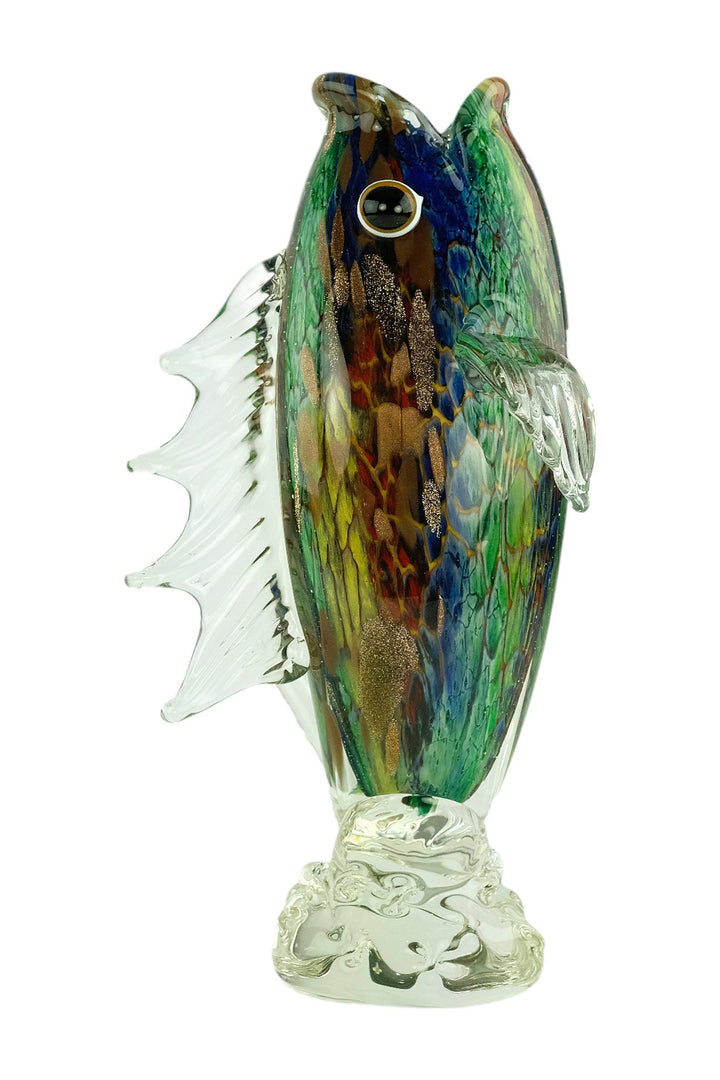 Glass Fish Sculpture in Murano Style Animal Art Figurine Fishing Lovers Gift Predator Fish Statue Fisher Gift Italian Design Sculpture