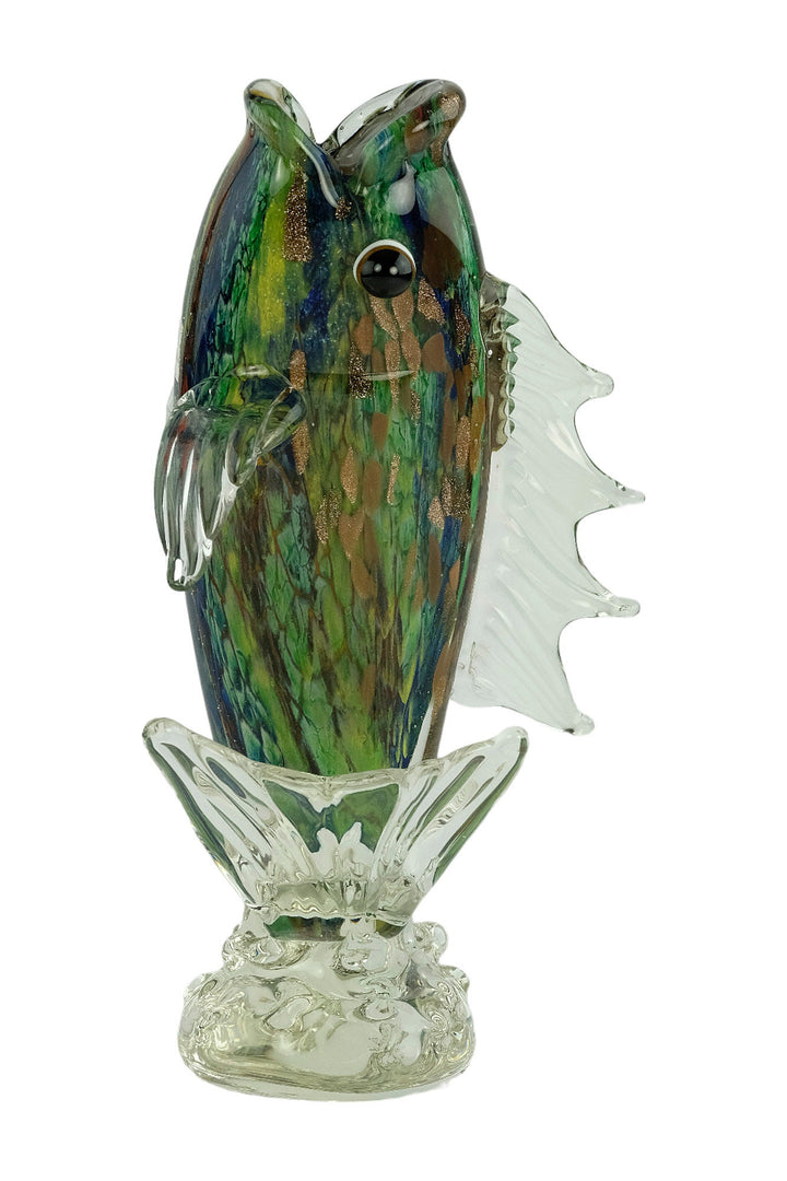 Glass Fish Sculpture in Murano Style Animal Art Figurine Fishing Lovers Gift Predator Fish Statue Fisher Gift Italian Design Sculpture