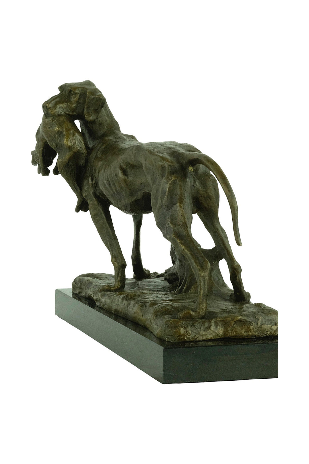 Bronze Sculpture of a Hunting Dog with Hare in Prosper Lecourtier Style Bronze Hunting Sculpture Animal Statue Hunting Decoration Hound